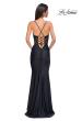 Picture of: Lovely Ruched Jersey Dress with Sequin Lace Beaded Bodice in Black , Style 32920, Detail Picture 1