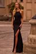 Picture of: Black Evening Dress with Gold Beaded High Neckline in Black , Style: 32976, Detail Picture 1