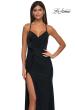 Picture of: Criss Cross Ruched Evening Dress with High Slit and Lace Up Back in Black , Style: 33115, Detail Picture 1