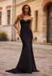 Picture of: Strapless Sweetheart Lace Trim Gown with Slit in Black, Style: 33366, Detail Picture 1
