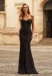 Picture of: Strapless Rhinestone Lace Gown with Sheer Corset Bodice in Black, Style: 33518, Detail Picture 1