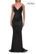 Picture of: Satin Fitted Gown with Gathered Bodice and Spaghetti Straps in Black, Style: 33421, Detail Picture 30