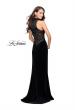 Picture of: Form Fitting Velvet Prom Dress with High Neckline in Black, Style: 25559, Detail Picture 2