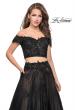 Picture of: Off the Shoulder Two Piece Gown with Polka Dot Print in Black, Style: 26110, Detail Picture 2