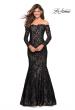 Picture of: Off the Shoulder Long Sleeve Lace Prom Gown in Black, Style: 26393, Detail Picture 2