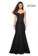 Picture of: Long Floral Jacquard Strapless Prom Dress in Black, Style: 27149, Detail Picture 2