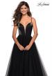Picture of: Tulle evening Gown with Satin Bust and V Shaped Back in Black, Style: 27485, Detail Picture 2