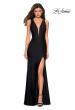 Picture of: Form Fitting Long Jersey Dress with Plunging Neckline in Black, Style: 27602, Detail Picture 2