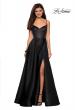 Picture of: Metallic A-line Prom Gown with Side Leg Slit in Black, Style: 27619, Detail Picture 2