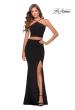 Picture of: Sleek Two Piece Pyramid Neckline Prom Dress in Black, Style: 28624, Detail Picture 2