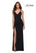 Picture of: Simple Jersey Dress with Ruched Lace Up Side Detail in Black, Style 29444, Detail Picture 2