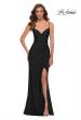 Picture of: Ruched Jersey Gown with Intricate Lace Up Back in Black, Style 29615, Detail Picture 2
