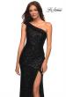 Picture of: One Shoulder Gown in Elegant Soft Sequin Fabric in Black, Detail Picture 2