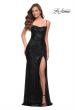 Picture of: Lace Up Back Sequin Gown with Flare Skirt in Black, Style 29741, Detail Picture 2