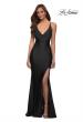 Picture of: V Neck Jersey Fitted Prom Dress with Tie Up Back in Black, Style 29785, Detail Picture 2