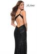 Picture of: Sequin Gown with One Shoulder Top and Open Back in Black, Style 29962, Detail Picture 2