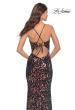 Picture of: Multi Color Print Sequin Dress with Lace Up Back in Black, Style: 31206, Detail Picture 2