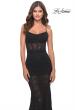 Picture of: Romper Lace Dress with Sheer Skirt and Lace Up Back in Black, Style: 31253, Detail Picture 2