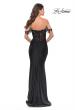 Picture of: Sheer Lace Bodice with Off the Shoulder Straps and Jersey Skirt Gown in Black, Style: 31314, Detail Picture 2