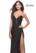 Picture of: Jersey Dress with Lace Up Deep V Neckline in Black, Style: 31553, Detail Picture 2