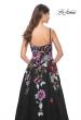 Picture of: Sequin Floral Print A-Line Tulle Gown with High Slit in Black, Style: 32019, Detail Picture 2