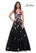 Picture of: Multi Color Sequin Floral Applique A-Line Prom Dress in Black, Style: 32051, Detail Picture 2