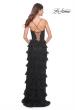 Picture of: Fitted Ruffle Skirt Lace Dress with Illusion Bodice in Black, Style: 32113, Detail Picture 2