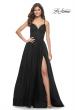 Picture of: Simple Tulle A-LIne Prom Dress with Ruched Illusion Bodice in Black, Style: 32130, Detail Picture 2
