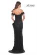 Picture of: Rhinestone Fishnet Dress with Feather Off the Shoulder Straps and Slit in Black, Style: 32151, Detail Picture 2