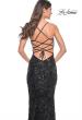 Picture of: Black Print Sequin Gown with Square Neckline in Black, Style: 32255, Detail Picture 2