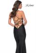 Picture of: Ruched Jersey Dress with Rhinestone Mesh Draped Top in Black, Style: 32319, Detail Picture 2