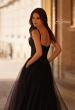 Picture of: A-line Prom Dress with Tulle Skirt and Rhinestone Belt in Black , Style 32656, Detail Picture 2