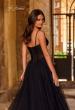 Picture of: Prom Dress with Sparkle Tulle and Ruched Corset Top in Black , Style 32680, Detail Picture 2