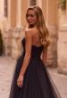 Picture of: Strapless A-line Tulle Dress with Floral Waist Detail in Black , Style: 32789, Detail Picture 2