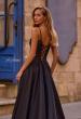 Picture of: Mikado A-line Gown with Lace Detail Neckline in Black , Style 32878, Detail Picture 2