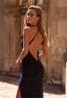 Picture of: Beaded Fitted Stretch Net Dress with Halter Top in Black , Style: 33067, Detail Picture 2