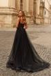 Picture of: Beaded Lace Corset Gown with Sheer Tulle Skirt and Slit in Black, Style: 33499, Detail Picture 2