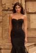 Picture of: Strapless Rhinestone Lace Mermaid Gown with Tiered Skirt in Black, Style: 33563, Detail Picture 2