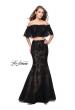 Picture of: Two Piece Mermaid Style Gown with Off the Shoulder Top in Black, Style: 25417, Detail Picture 3