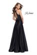 Picture of: Satin A-line Ball Gown Featuring Beading and a High Neck in Black, Style: 25601, Detail Picture 3