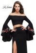 Picture of: Two Piece Off the Shoulder Dress with Long Bell Sleeves in Black, Style: 25741, Detail Picture 3