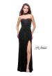 Picture of: Long Strapless Velvet Prom Gown with Cascading Beads in Black, Style: 26239, Detail Picture 3
