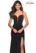 Picture of: Form Fitting Prom Dress with Tape Beaded Straps in Black, Style: 27060, Detail Picture 3