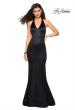 Picture of: Form Fitting Halter Satin Dress with Open Back in Black, Style: 27653, Detail Picture 3