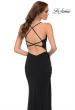 Picture of: Simple Jersey Dress with Ruched Lace Up Side Detail in Black, Style 29444, Detail Picture 3