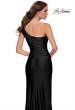 Picture of: One Shoulder Shiny Ruched Jersey Dress with Slit in Black, Style 29619, Detail Picture 3