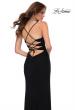 Picture of: Net Jersey Long Dress with Knot Detail Waist in Black, Style 29624, Detail Picture 3