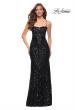 Picture of: Print Sequin Long Dress with Lace Up Back in Black, Style 29638, Detail Picture 3