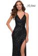 Picture of: Long Sequin Gown with Thick Sequin Print Fabric in Black, Style 29642, Detail Picture 3