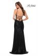 Picture of: Lace Up Back Sequin Gown with Flare Skirt in Black, Style 29741, Detail Picture 3